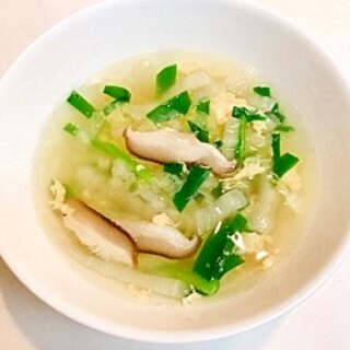 白菜と椎茸とニラの☆簡単中華卵スープ